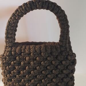 Vintage Mini Bag Purse Handbag Brown Woven Chunky Macrame Cord